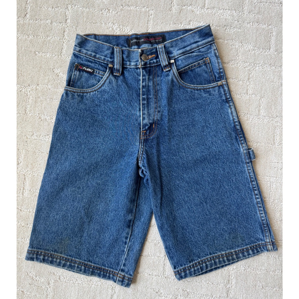 VTG Fubu Blue High Waist Carpenter Cargo Shorts Womens